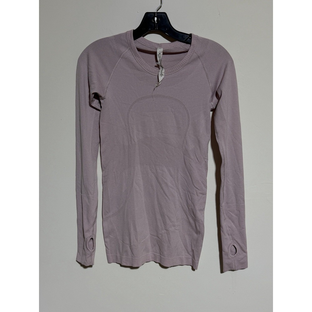 Lululemon Swiftly Tech Long Sleeve Crew Lavender Heather Top Thumb Holes Size 4